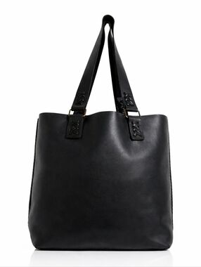 Artisanal Black Leather Tote Braided Straps Suede Lined by Cabesteros